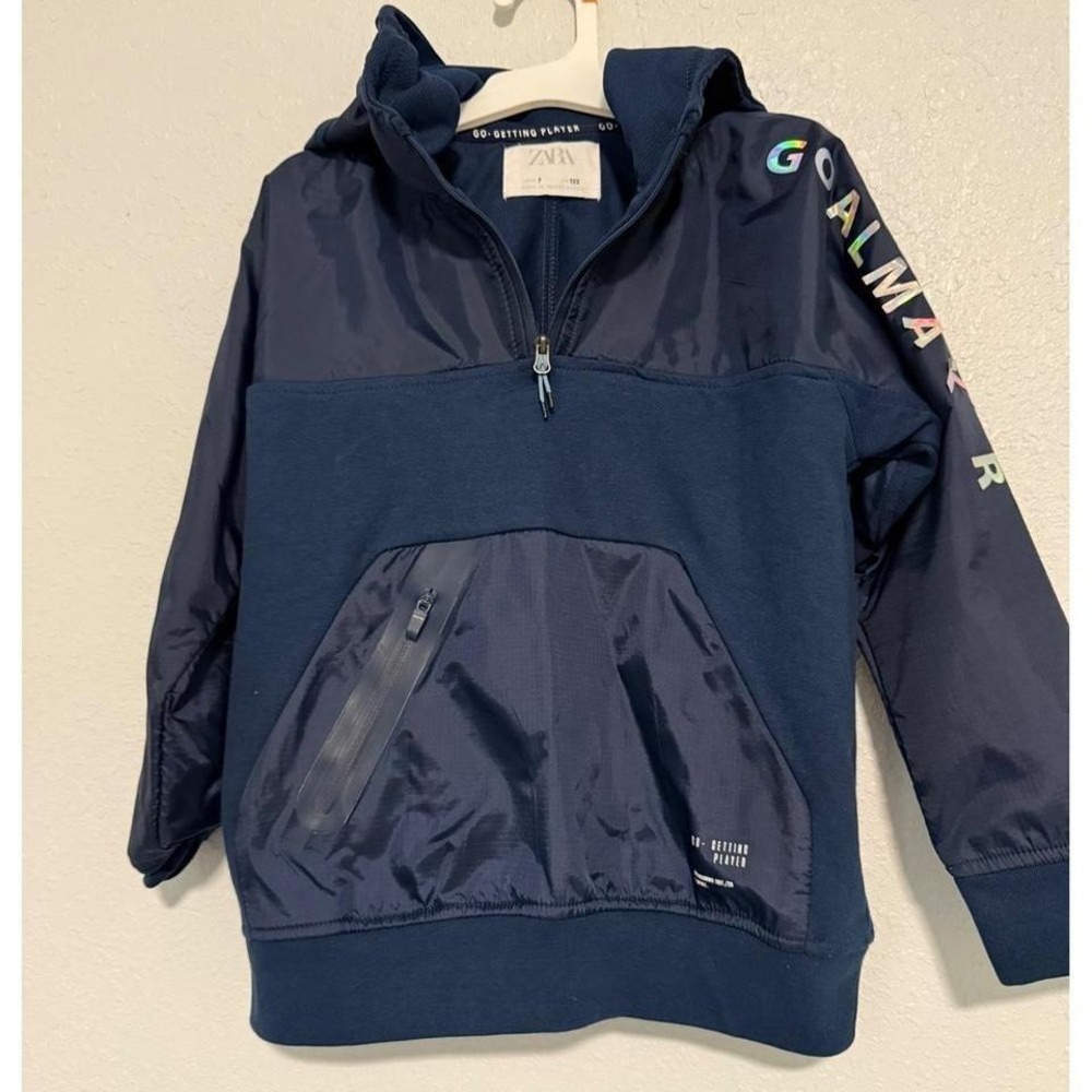 Zara Kids Boys Navy Blue Hoodie Jacket Size 7 122 Go Getting Player